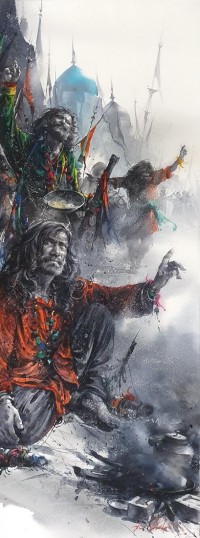 Ali Abbas, 30 x 11 Inch, Watercolor on Paper, Figurative Painting, AC-AAB-227